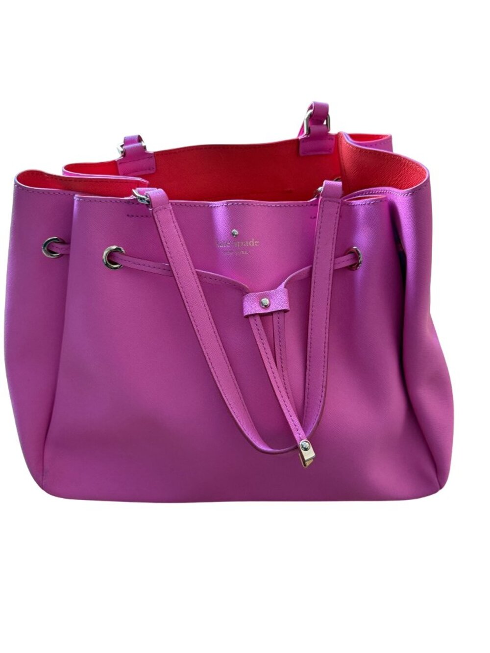Kate Spade Bubblegum Pink Cape Drive Lynnie Tote Bag w Orange Inside